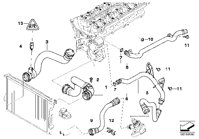 2003 BMW X5 Water Pipe Diagram for 11537502000