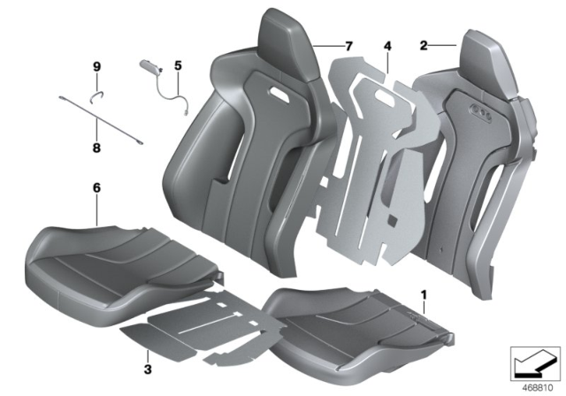 2016 BMW M4  Upholstered Section, Sport Backrest Diagram for 52108058489