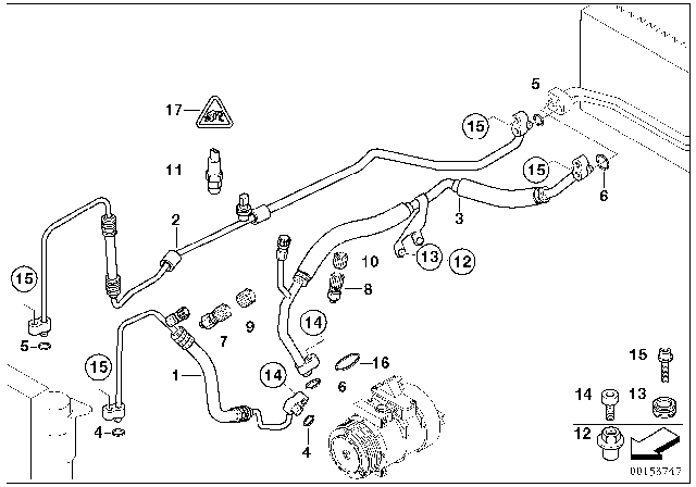 2006 BMW 760Li  Pressure Hose, Compressor-Condenser Diagram for 64538382180