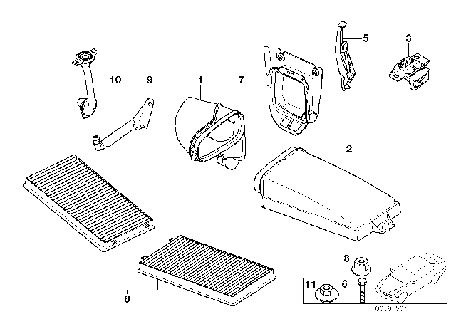 2005 BMW 760i  Cabin Air Filter Diagram for 64116921018