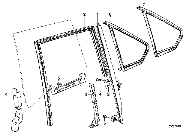 1982 BMW 528e  Window Sealing Rear Left Diagram for 51341879607