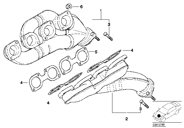 2003 BMW X5  Exhaust Manifold Diagram for 11627500484