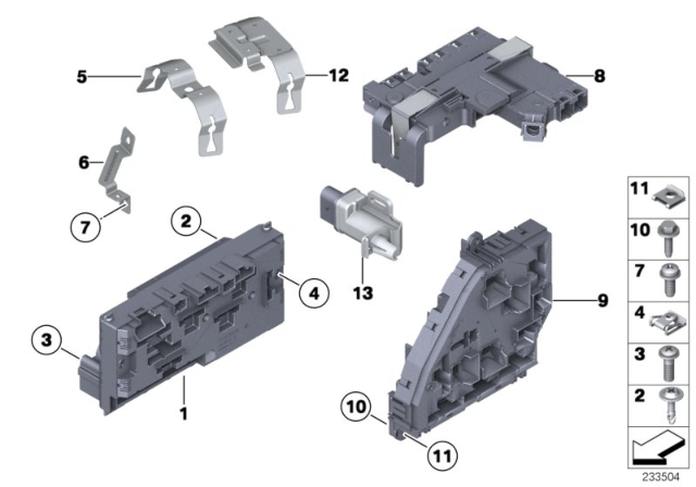 2015 BMW 740Li xDrive  Power Distribution Box, Front Diagram for 61149252815