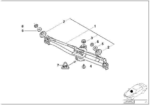 2005 BMW 325i  Windshield Wiper Motor Diagram for 61617071693