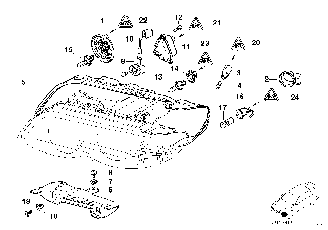 2001 BMW X5  Bulb Socket, Turn Indicator With Cable Diagram for 63126904930