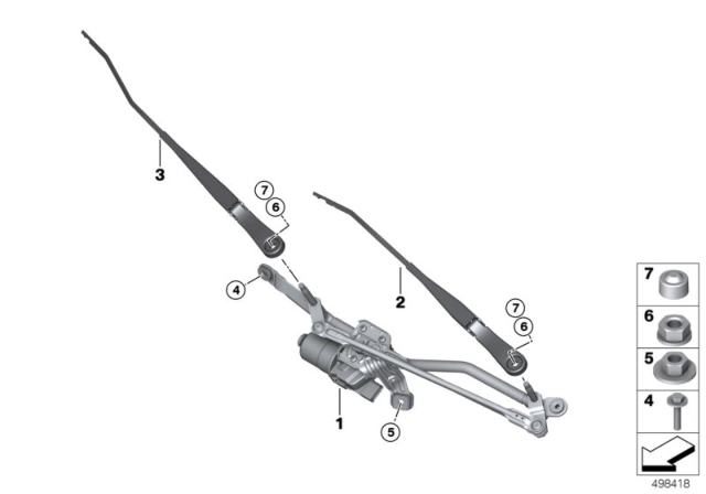 2020 BMW 228i xDrive Gran Coupe  WIPER SYSTEM, COMPLETE Diagram for 61617453953
