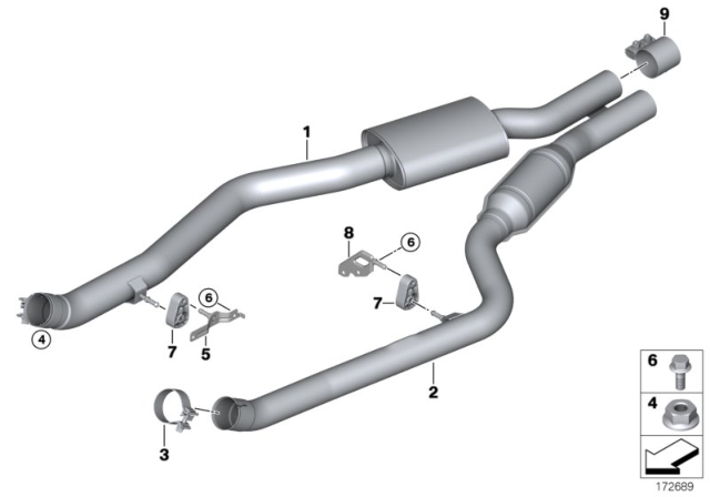 2008 BMW X6  Centre Muffler Diagram for 18307580716