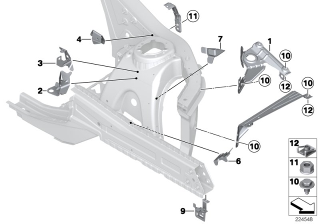 2012 BMW X3  Bracket, Side Panel, Rear Left Diagram for 41357267335