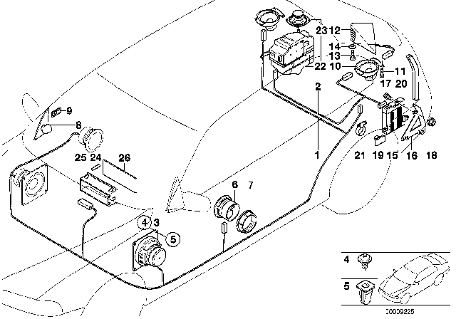 1998 BMW 318ti  Left Corner Moulding With Tweeter Diagram for 51322267117