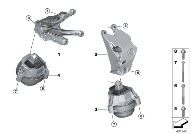 2018 BMW 530i  Engine Mount Right Diagram for 22116860488