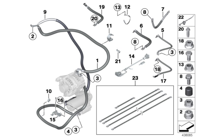2013 BMW 650i xDrive Gran Coupe  Cable Alternator-Starter-Base B Diagram for 12427843349