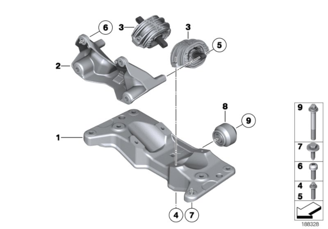 2010 BMW 528i  Automatic Transmission Motor Mount Diagram for 22326775916