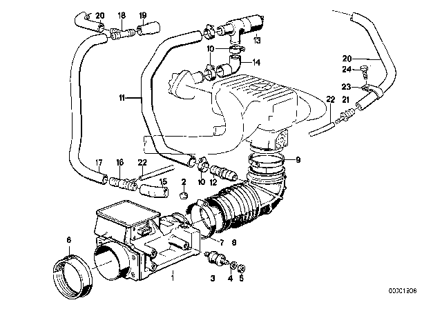 1985 BMW 318i  Hose Diagram for 11611289199