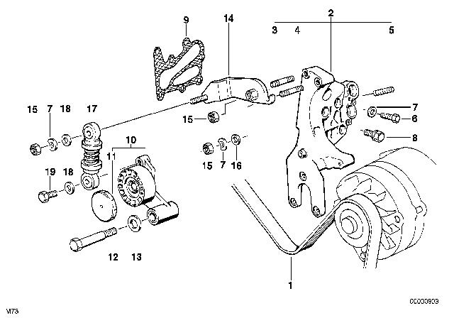 1995 BMW 850Ci  Ribbed V-Belt Diagram for 11281704719