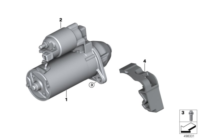 2015 BMW ActiveHybrid 3 Exchange Starter Motor Diagram for 12417638195