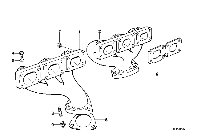 1993 BMW 325i  Exhaust Manifold, Rear Diagram for 11621716733