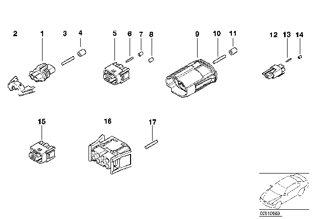 2000 BMW 528i Bushing Contact Mqs Strand Seal W.Cable Diagram for 61130005199