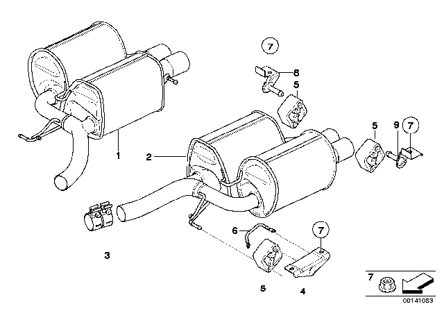 2008 BMW M5  Exhaust Muffler Rear Left Diagram for 18107835961