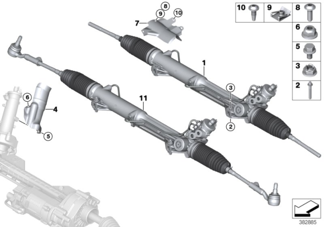 2011 BMW 335is  Exchange Hydro Steering Gear Diagram for 32106777463