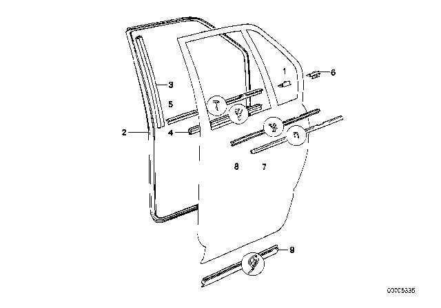 1991 BMW 750iL  Chest Strip, Right Rear Diagram for 51221928572
