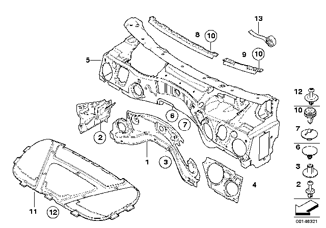 2013 BMW 128i  Sound Insulation For Apron Diagram for 51486955861