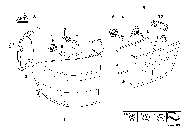 2010 BMW X5 Bulb-Holder Group With Cable Diagram for 63217258417