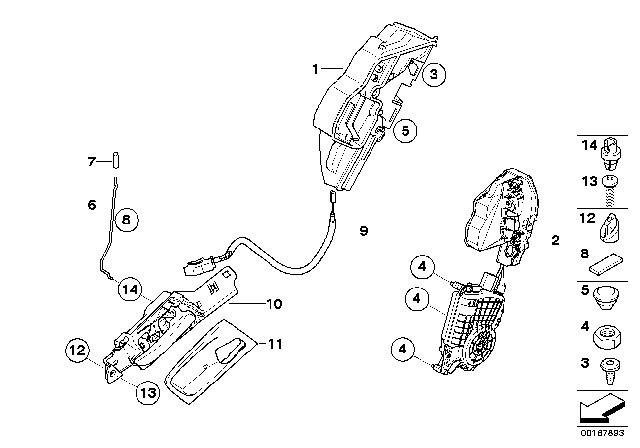 2013 BMW X5  Rear Right Door Lock Diagram for 51227315024