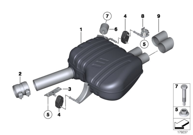 2016 BMW 535d xDrive  Rear Muffler Diagram for 18307823926