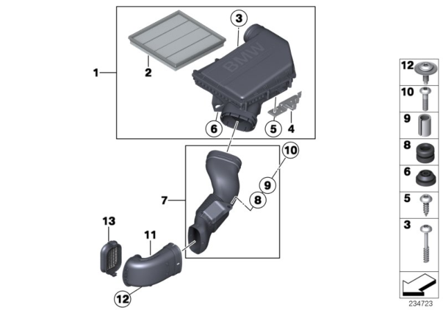 2018 BMW X4 Bracket, Intake Silencer Diagram for 12527574100