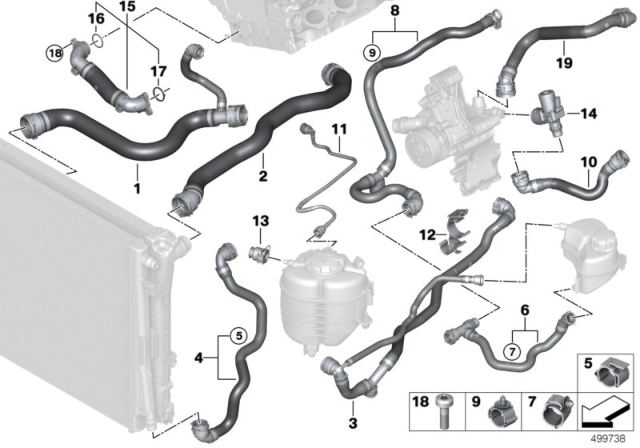 2019 BMW 330i xDrive  HOSE RADIATOR-WATER PUMP Diagram for 17128654823