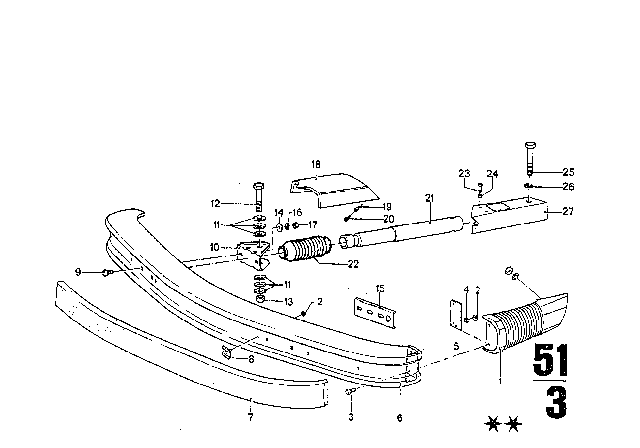1975 BMW 3.0Si  Reinforcement Bumper Strut Front Diagram for 51111833192