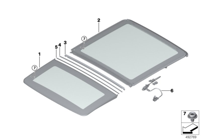 2019 BMW X7  Gasket, Glass Cover, Front Diagram for 54107493155