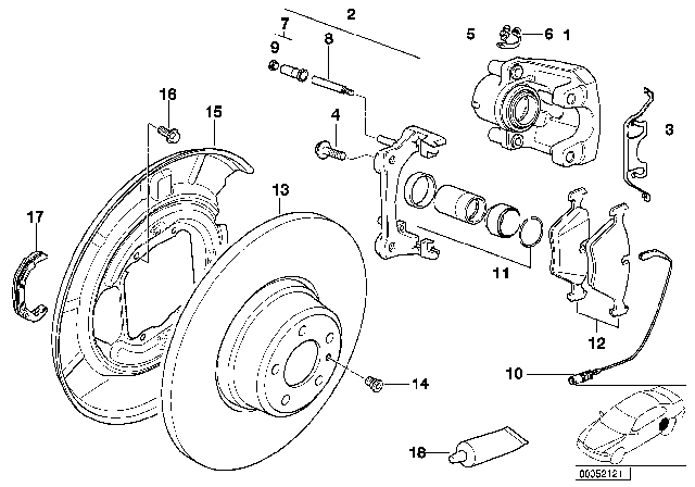 2002 BMW M5  Disc Brake Caliper Rear Left Diagram for 34212229703