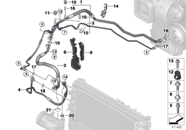 2018 BMW X2  Pressure Hose, Compressor-Condenser Diagram for 64539289101