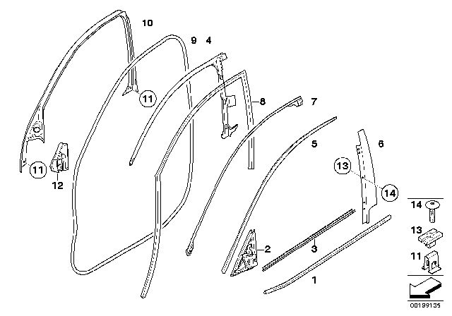 2008 BMW X6 Seal, Outer Left Mirror Triangle Diagram for 51337182337