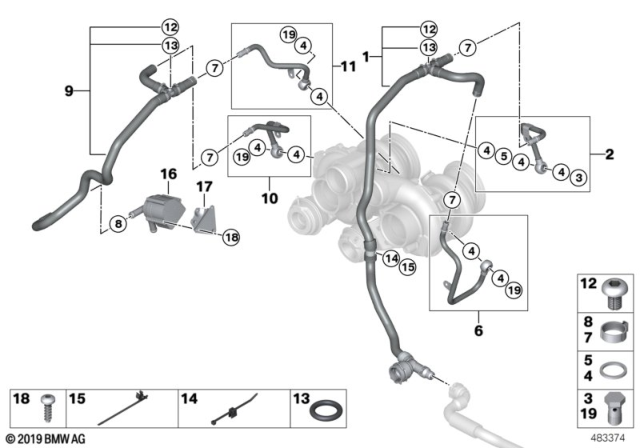 2011 BMW X5 M  Water Inlet Pipe Diagram for 11537598341