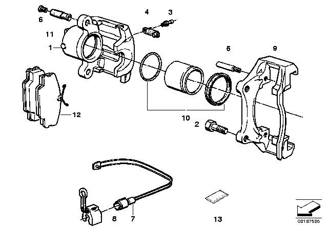 1985 BMW 325e  Calliper Carrier Diagram for 34111158254