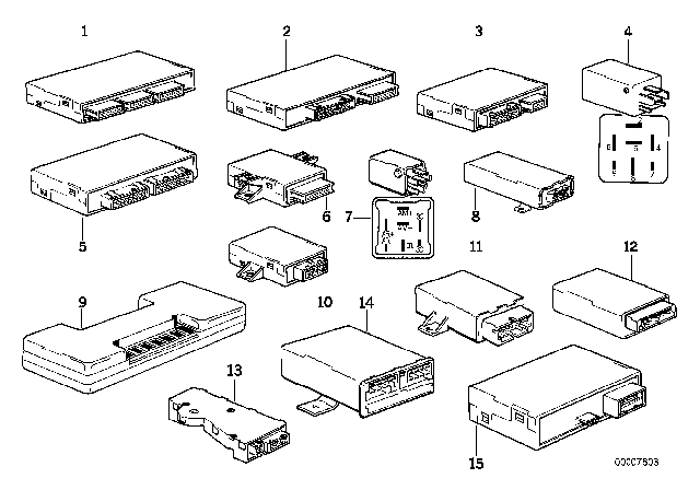 1992 BMW 850i Control Unit Sun Blind Diagram for 61351382995