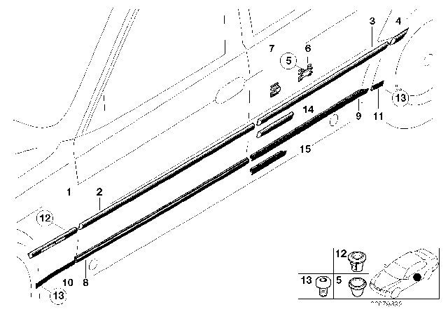 1998 BMW 740i  Moulding Door Rear Left Diagram for 51138125351