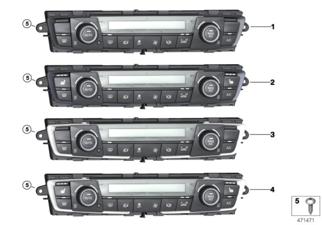 2015 BMW 328i GT xDrive  Control Unit, Automatic Air Conditioner., High Diagram for 64119287340