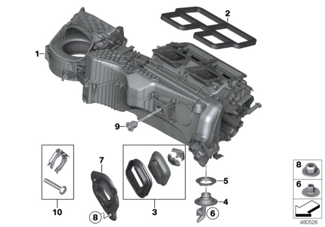 2020 BMW 440i xDrive Gran Coupe Set Of Parts Heater/Air Condit. Housing Diagram for 64119237643