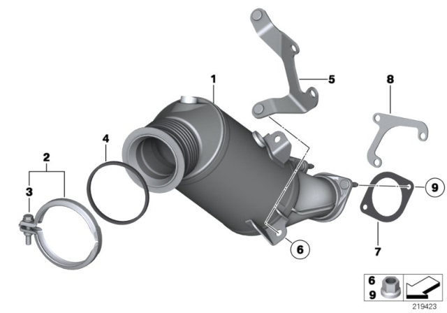 2013 BMW 335i  Holder Catalytic Converter Near Engine Diagram for 18207597064