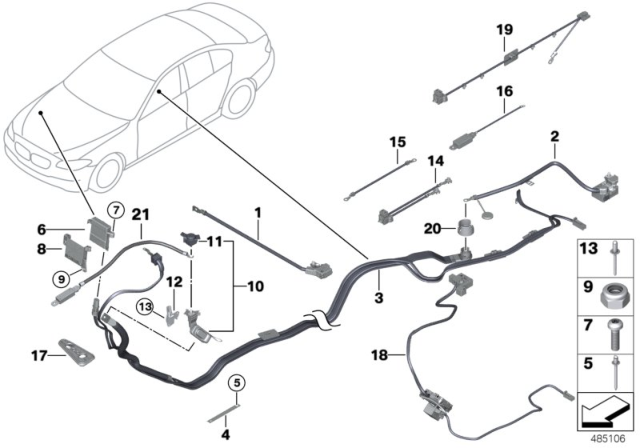 2013 BMW ActiveHybrid 5  Grommet For Battery Cable Diagram for 61139175309