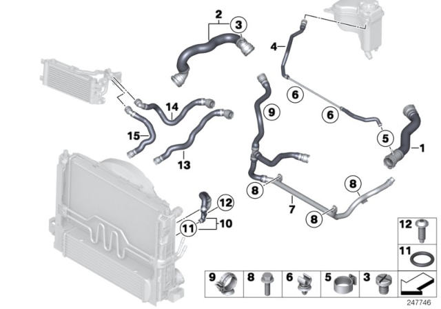 2015 BMW X1  Radiator Coolant Hose Upper Diagram for 17127612444