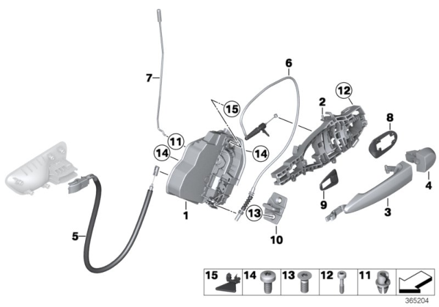 2015 BMW 428i xDrive Gran Coupe  Carrier, Outside Door Handle, Left Diagram for 51217380545