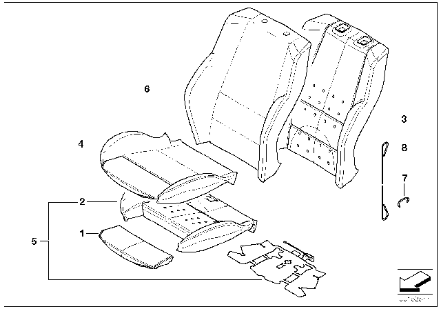2007 BMW X3  Thigh Support Upholstery Diagram for 52108099310