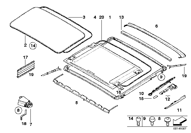 2013 BMW 335i xDrive  Slider For Sliding Headliner Diagram for 54137157380