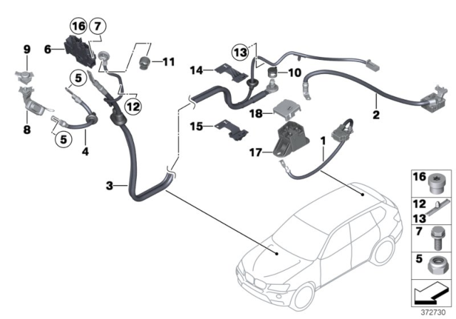 2017 BMW X4  Positive Cable Diagram for 61129321005