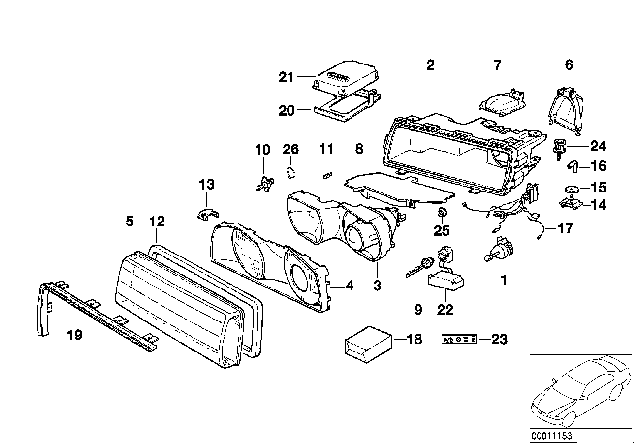 1999 BMW 740iL  High Beam Cover Diagram for 63128361277
