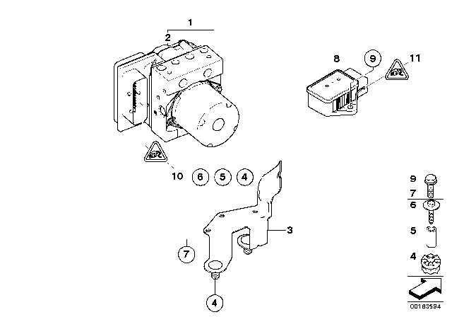 2005 BMW 525i Bracket Hydro Unit Diagram for 34516758746